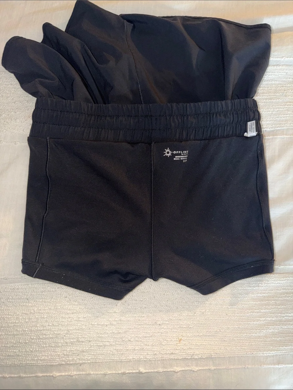 aerie Black Smocked-Waist Athletic Shorts